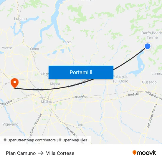 Pian Camuno to Villa Cortese map