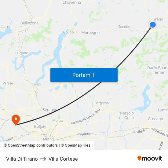 Villa Di Tirano to Villa Cortese map