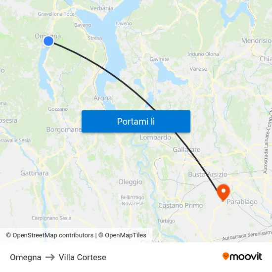 Omegna to Villa Cortese map
