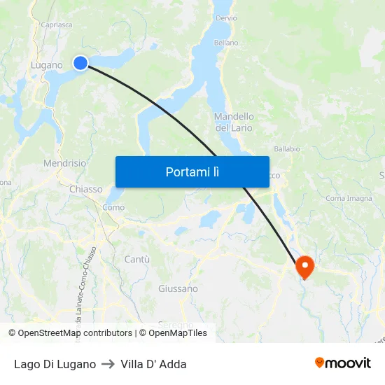 Lago Di Lugano to Villa D' Adda map