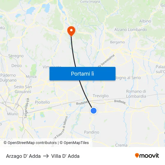 Arzago D' Adda to Villa D' Adda map