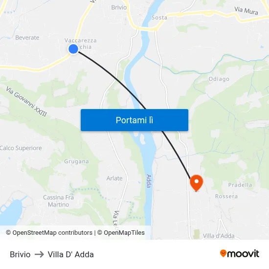 Brivio to Villa D' Adda map