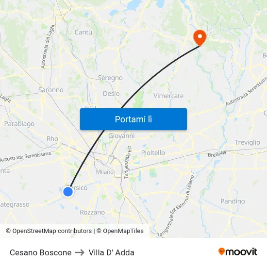 Cesano Boscone to Villa D' Adda map