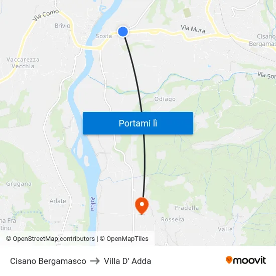 Cisano Bergamasco to Villa D' Adda map