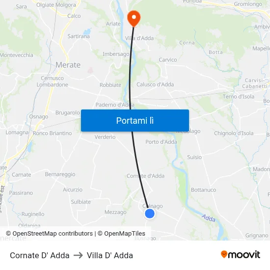 Cornate D' Adda to Villa D' Adda map