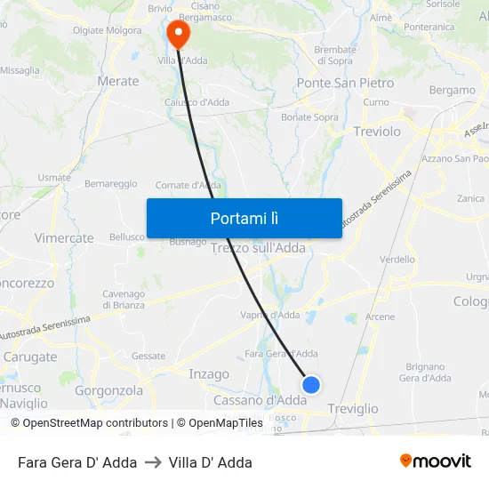Fara Gera D' Adda to Villa D' Adda map