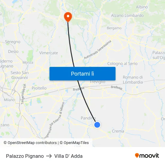 Palazzo Pignano to Villa D' Adda map