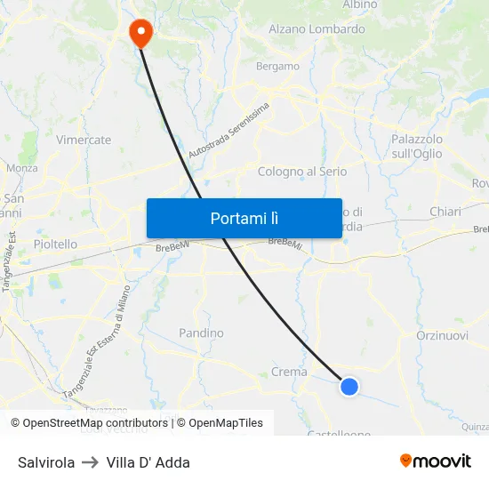 Salvirola to Villa D' Adda map