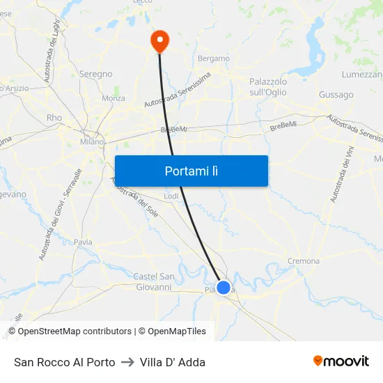 San Rocco Al Porto to Villa D' Adda map