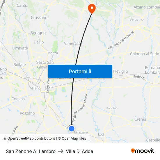 San Zenone Al Lambro to Villa D' Adda map