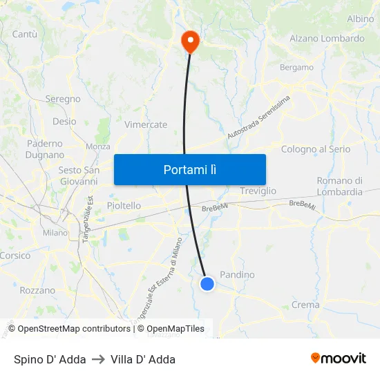 Spino D' Adda to Villa D' Adda map