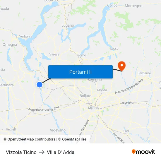 Vizzola Ticino to Villa D' Adda map