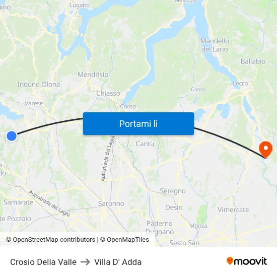 Crosio Della Valle to Villa D' Adda map