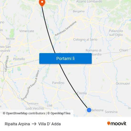 Ripalta Arpina to Villa D' Adda map
