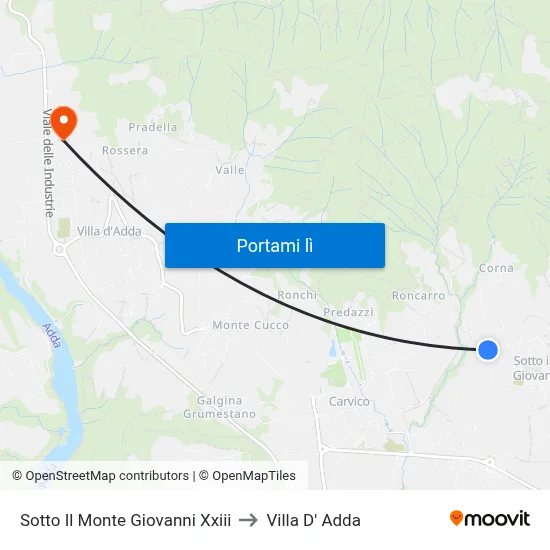 Sotto Il Monte Giovanni Xxiii to Villa D' Adda map