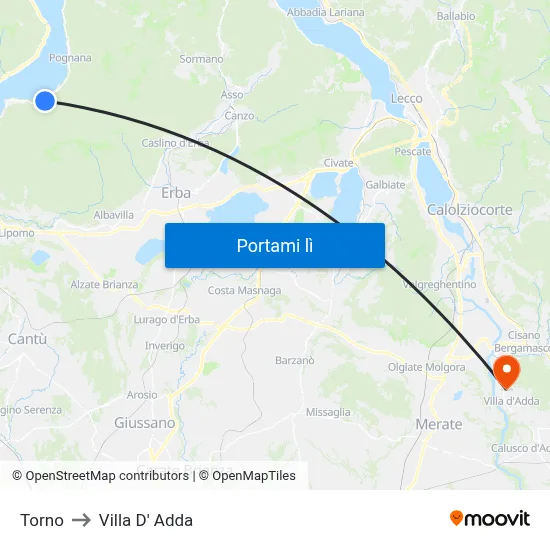 Torno to Villa D' Adda map