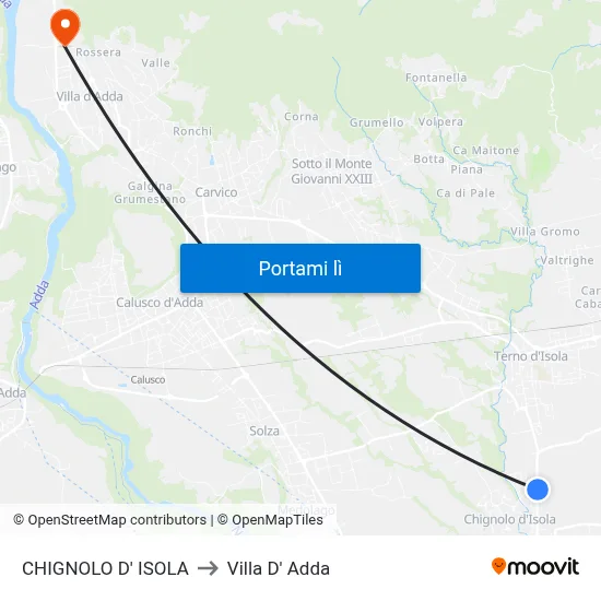 CHIGNOLO D' ISOLA to Villa D' Adda map