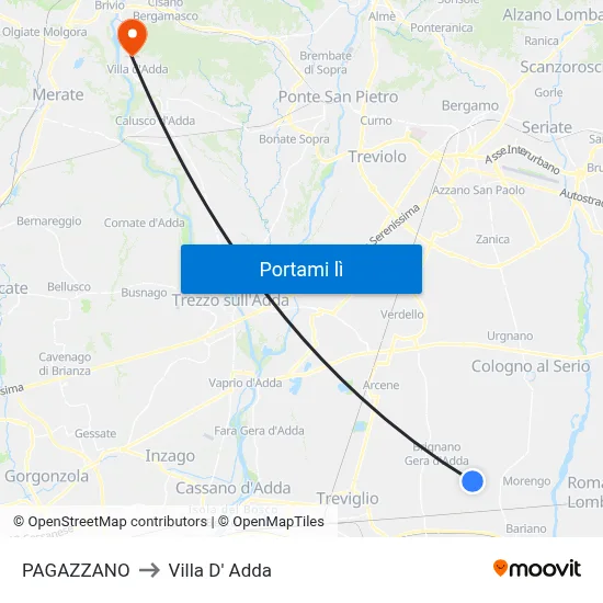 PAGAZZANO to Villa D' Adda map