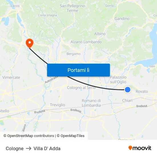 Cologne to Villa D' Adda map
