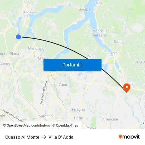 Cuasso Al Monte to Villa D' Adda map