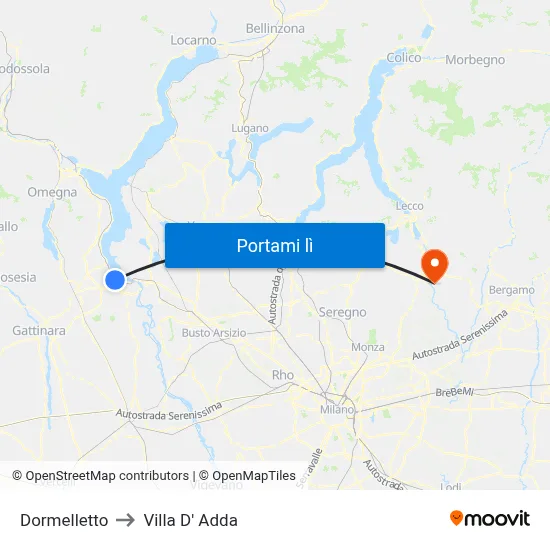 Dormelletto to Villa D' Adda map