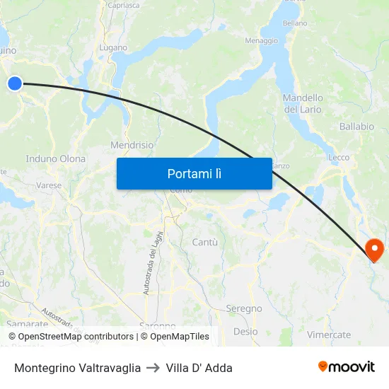 Montegrino Valtravaglia to Villa D' Adda map