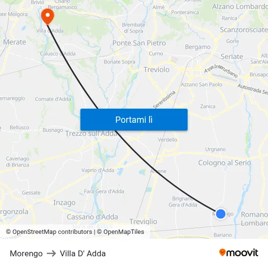Morengo to Villa D' Adda map