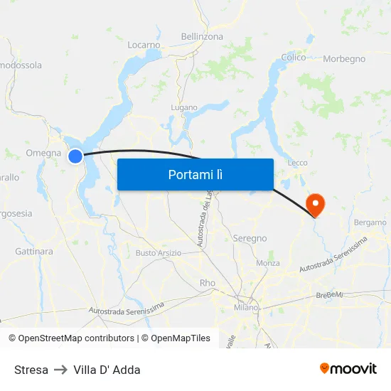Stresa to Villa D' Adda map
