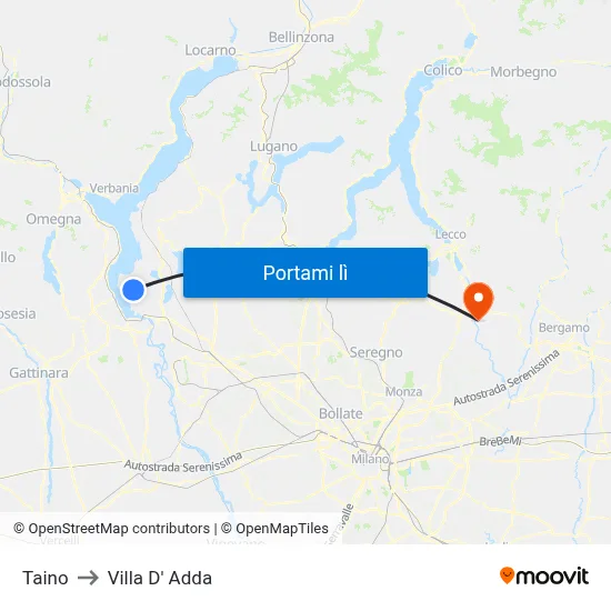 Taino to Villa D' Adda map