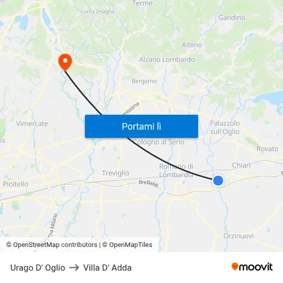Urago D' Oglio to Villa D' Adda map