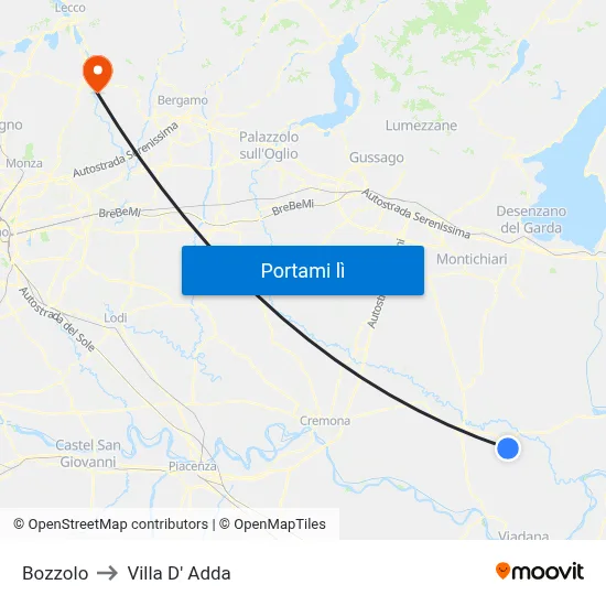 Bozzolo to Villa D' Adda map