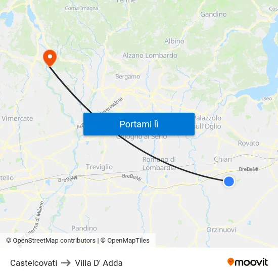 Castelcovati to Villa D' Adda map
