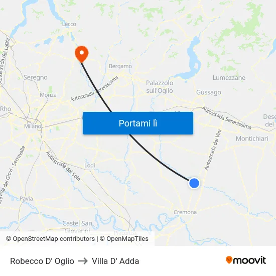 Robecco D' Oglio to Villa D' Adda map