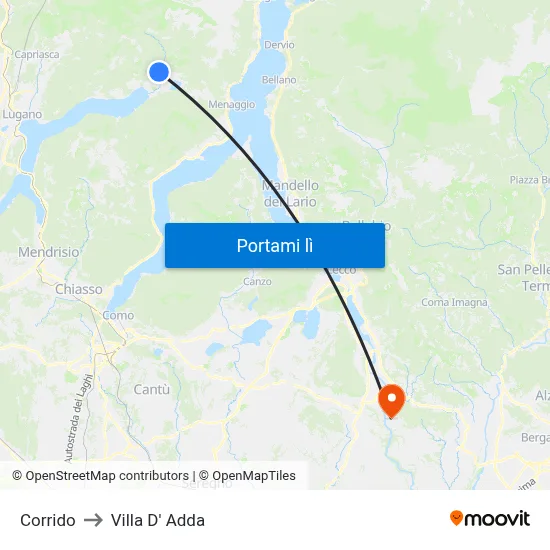 Corrido to Villa D' Adda map