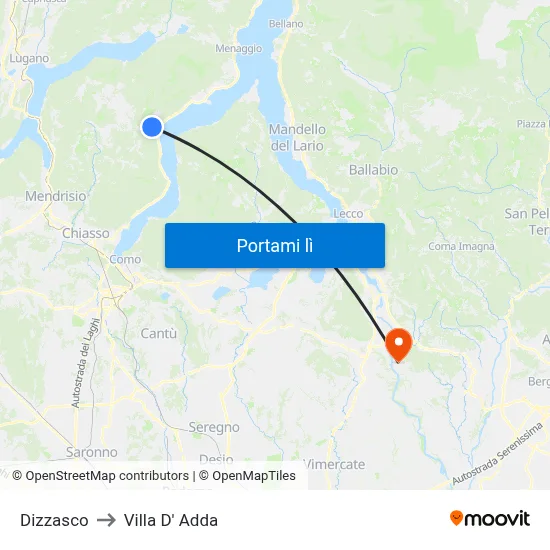 Dizzasco to Villa D' Adda map