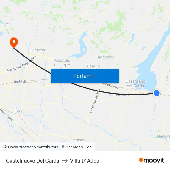 Castelnuovo Del Garda to Villa D' Adda map