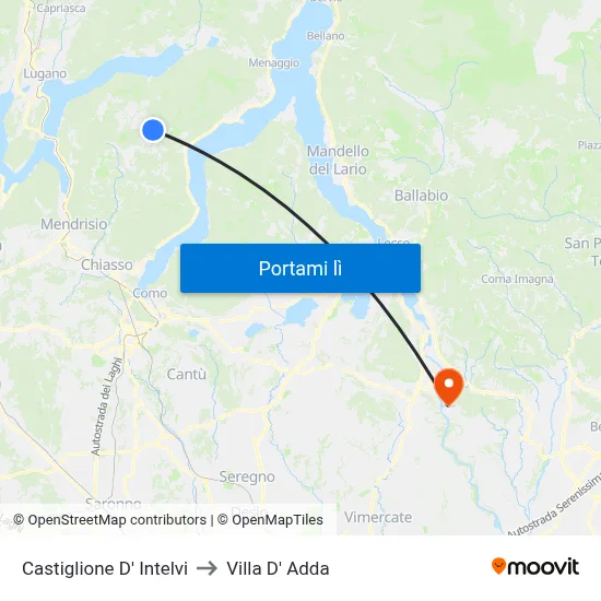 Castiglione D' Intelvi to Villa D' Adda map