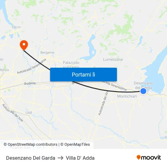 Desenzano Del Garda to Villa D' Adda map