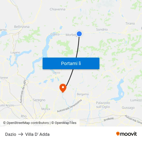Dazio to Villa D' Adda map