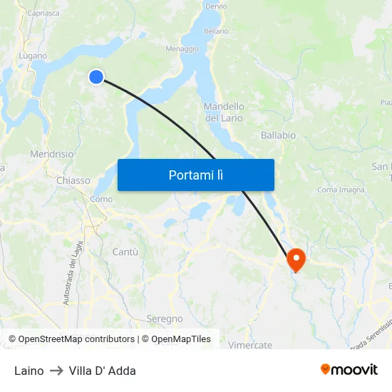 Laino to Villa D' Adda map