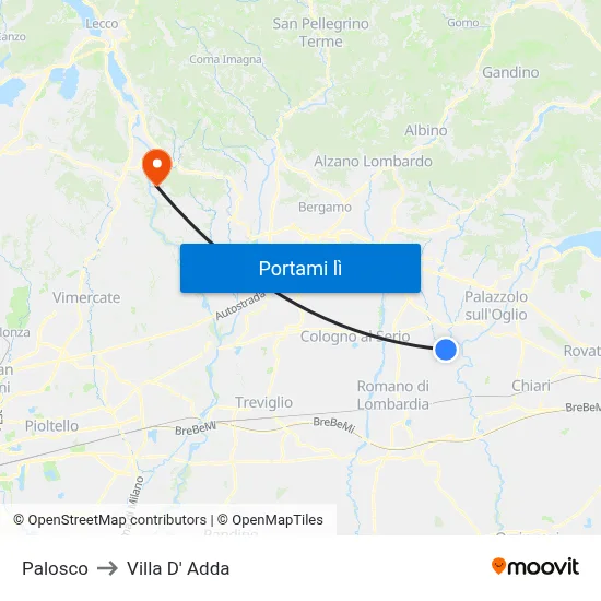 Palosco to Villa D' Adda map