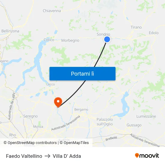 Faedo Valtellino to Villa D' Adda map