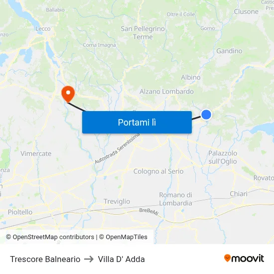 Trescore Balneario to Villa D' Adda map