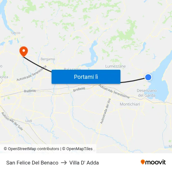 San Felice Del Benaco to Villa D' Adda map