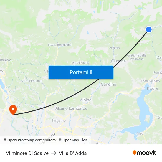Vilminore Di Scalve to Villa D' Adda map