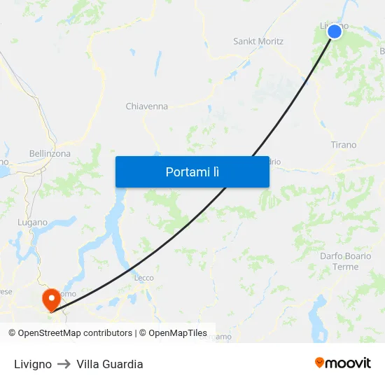 Livigno to Villa Guardia map