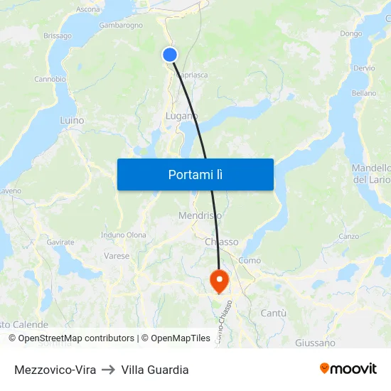 Mezzovico-Vira to Villa Guardia map