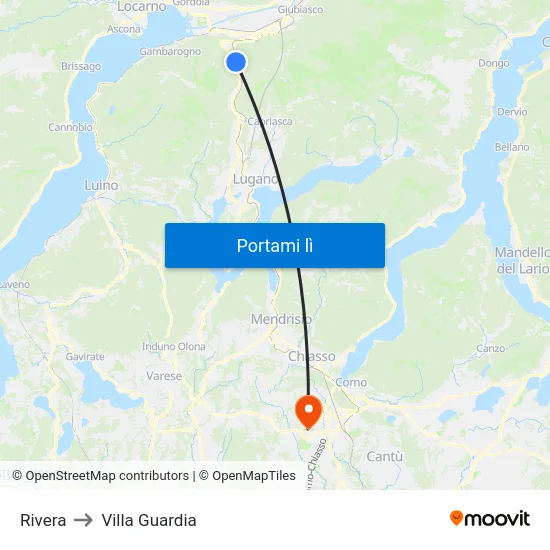 Rivera to Villa Guardia map