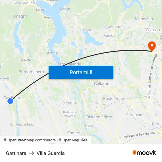 Gattinara to Villa Guardia map
