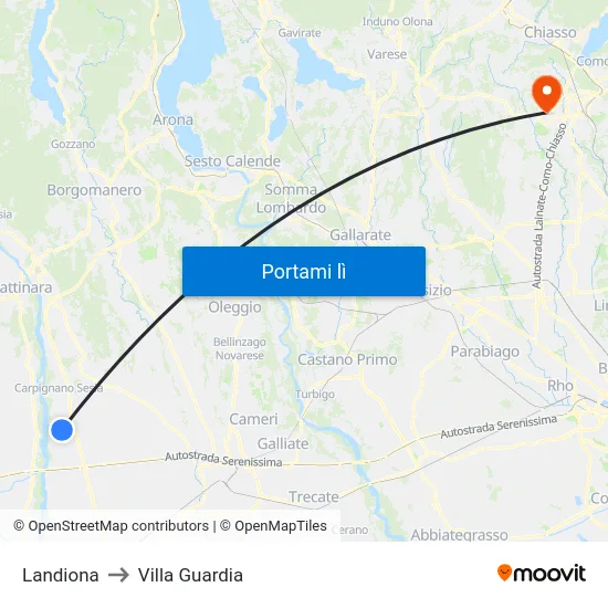 Landiona to Villa Guardia map